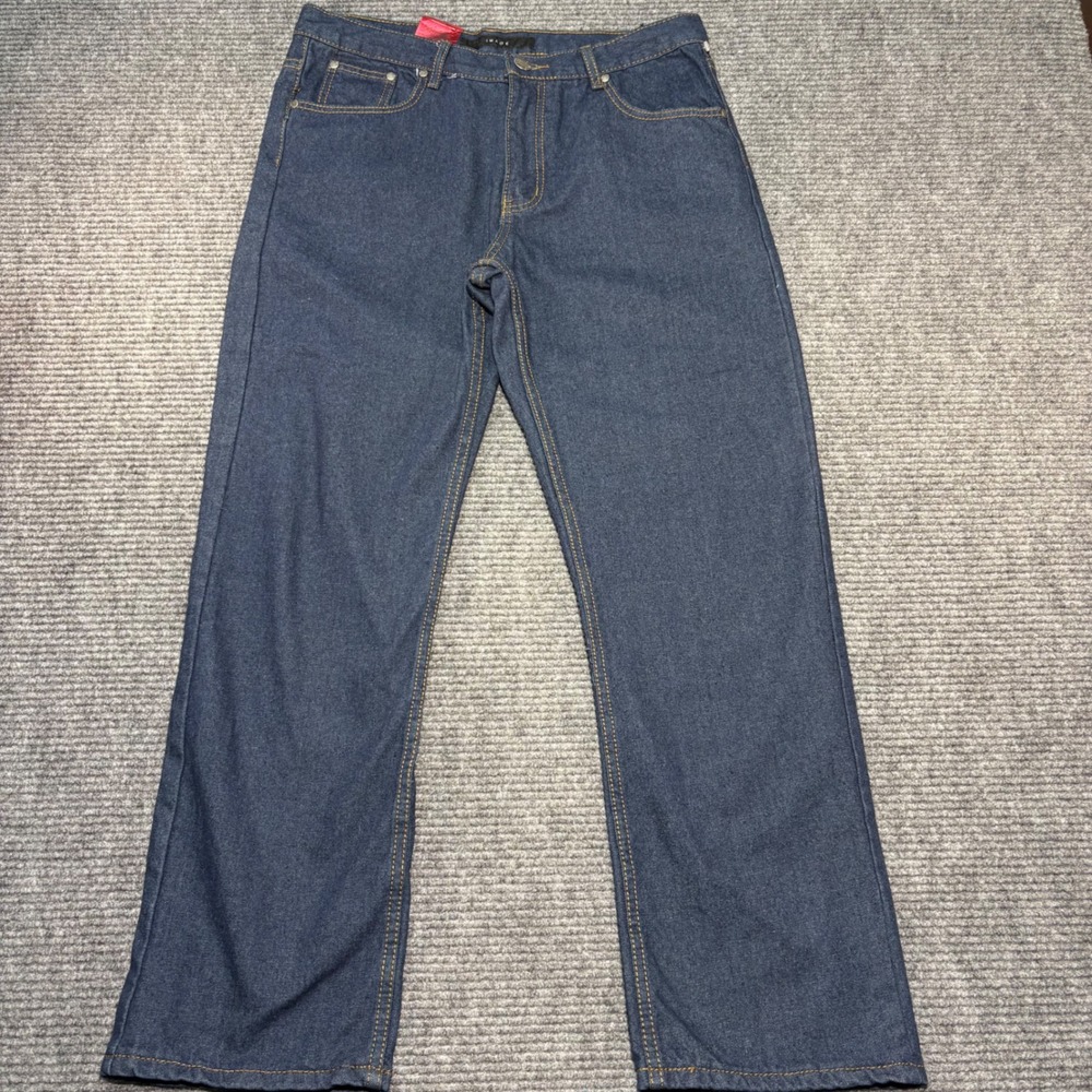Image Premium Mens Straight Fit Jeans Dark Blue Denim BLD-80-4 34X30 NWT